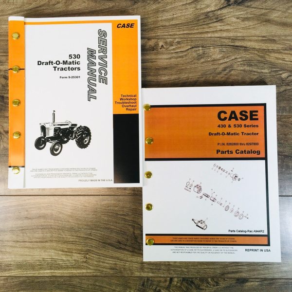 Case 530 Draft-O-Matic Tractor Service Manual Parts Catalog Repair Set 8262800-