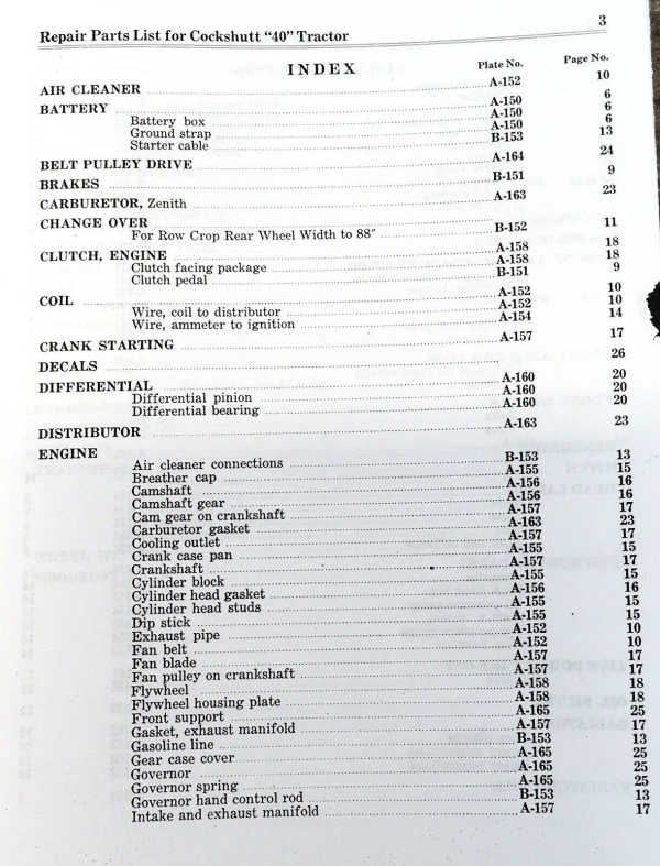 Cockshutt 40 Tractor Parts Manual Catalog Assembly Schematics Exploded Views - Image 2