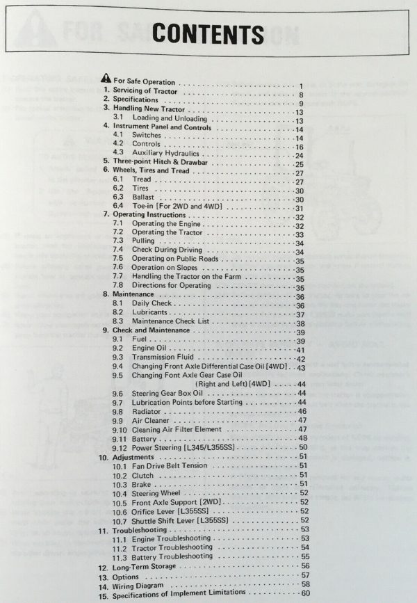 Kubota L355Ss Shuttle Shift Tractor Manual Parts Catalog Operators Owners 4Wd - Image 2