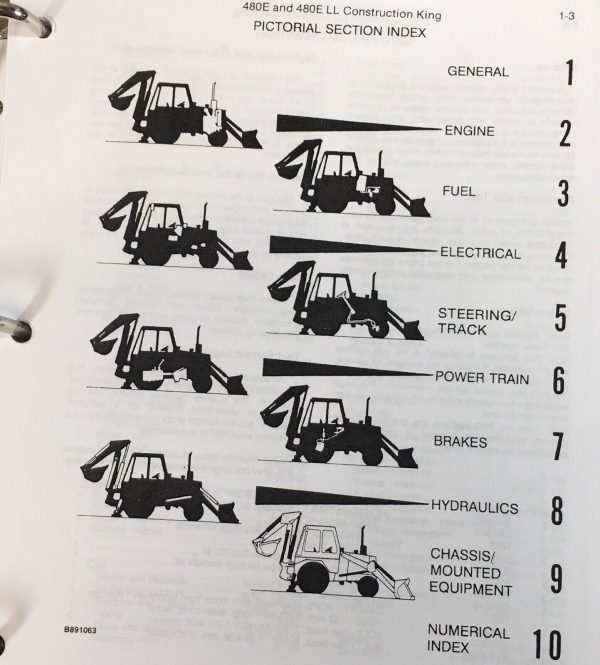 Case 480E Tractor Loader Backhoe 480E Ll Landscaper Service and Parts Set Manual - Image 3