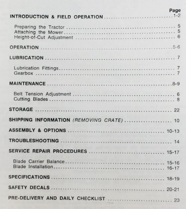Ford Series 917A 48" Flail Mower Operators Owners Manual - Image 2