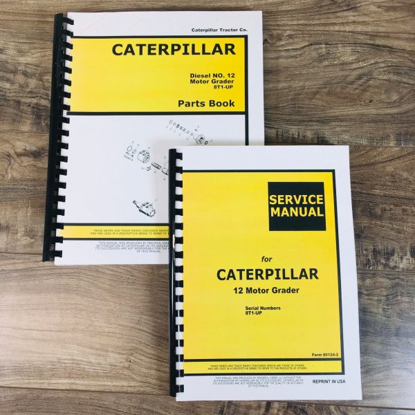 Caterpillar 12 Motor Grader Service Parts Manual Set Repair Shop Book S/N 8T1-Up