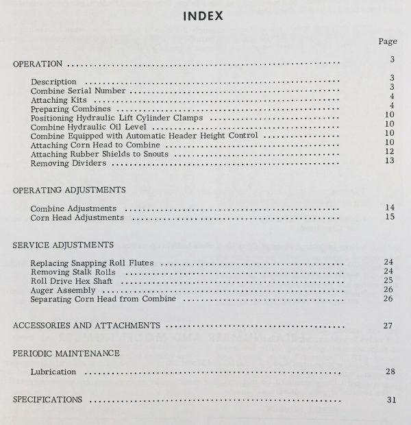 Massey Ferguson Mf 62 82 20" Rows Corn Head Owners Operators Manual Maintenance - Image 2