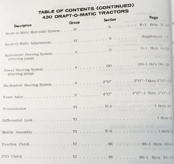 Case 430 Draft-O-Matic Tractor Service Manual Parts Catalog Repair Set 8262800- - Image 3