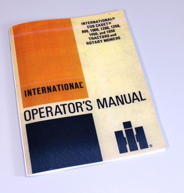 International Cub Cadet Tractor Model 1200 1250 Owner Operator Manual Lawn Mower