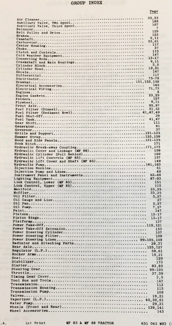 Massey Ferguson 85 88 Tractor Service Parts Manual Repair Shop Set Mf85 Mf88 - Image 6