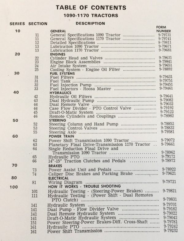 Case 1090 1170 Tractors Service Manual Repair Shop Technical Book Workshop - Image 3