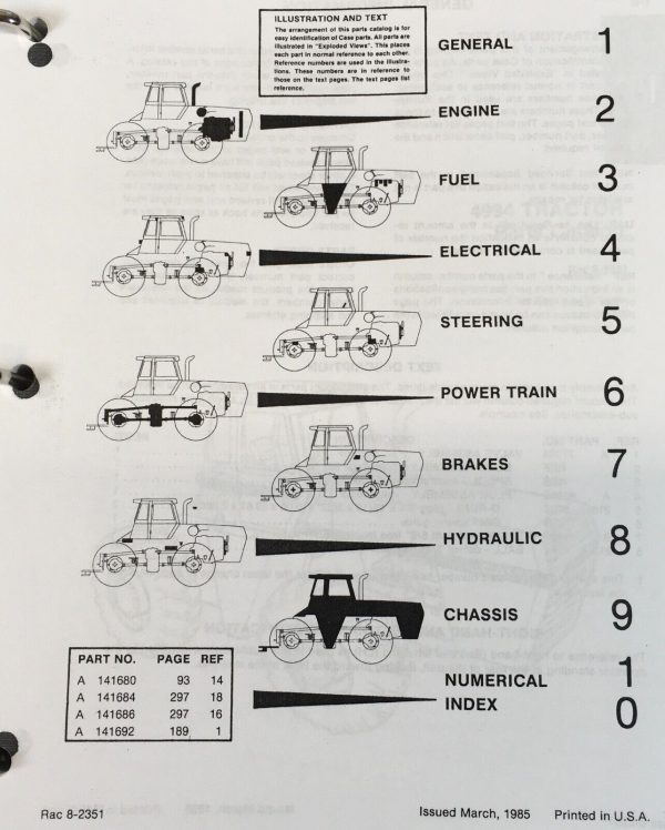 Case IH 4994 Tractor Parts Manual Catalog Book Assembly Schematic Exploded Views - Image 3