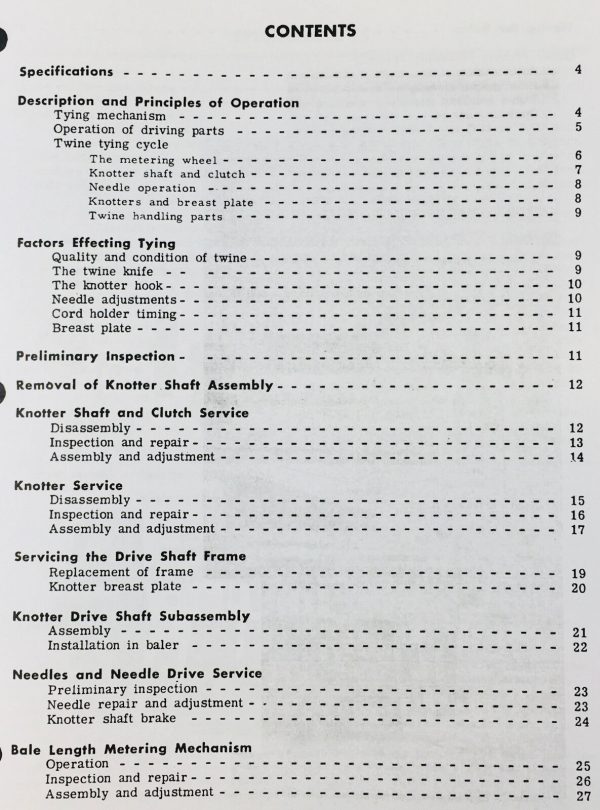 Case 46 Baler Tying Mechanism Technical Service Manual - Image 2