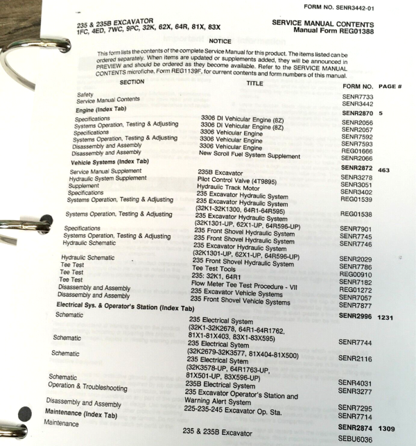 Service Manual For Caterpillar 235 235B Excavator 1FC 4ED 7WC 9PC 32K 62X 64R - Image 2