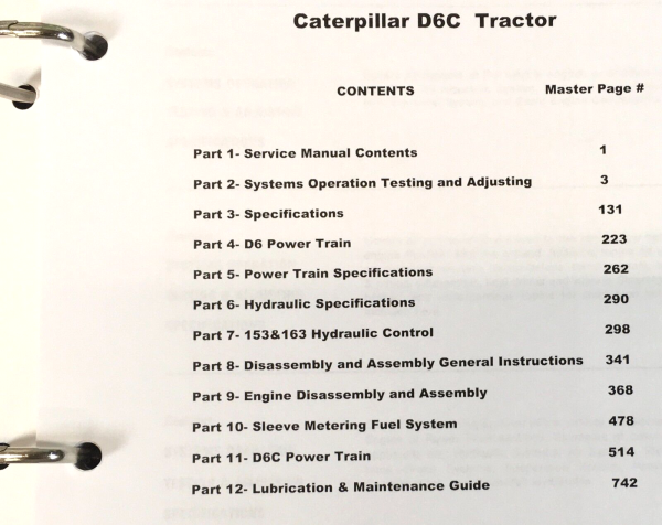 Service Manual For Caterpillar D6C Crawler Tractor Technical 10K 23U 24U 26K 46J - Image 3