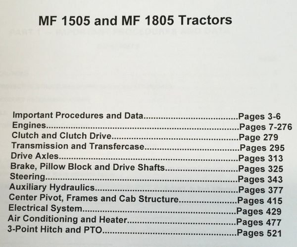 Massey Ferguson 1505 1805 Tractor Service Parts Manual Repair Shop Book Set - Image 2