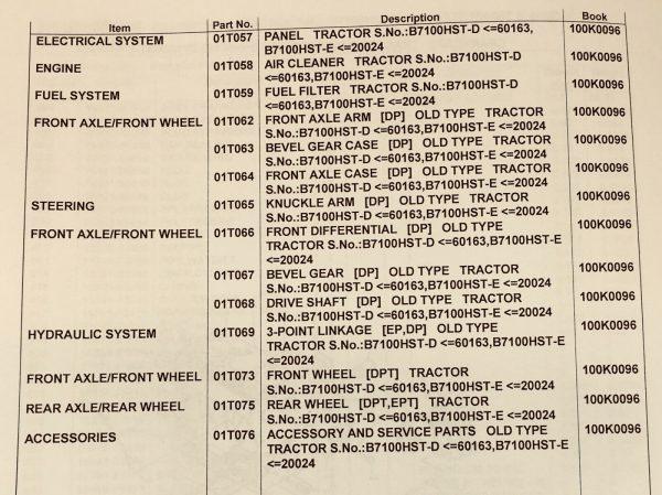Kubota B7100Hst-D Old Type Tractor Parts Assembly Manual Catalog Exploded Views - Image 3