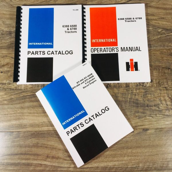 International Harvester 6588 6788 Tractor Parts Operators Manual Set DT-466B