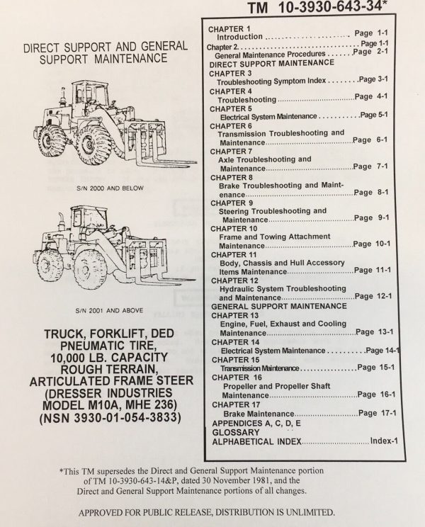 Dresser M10A MHE 236 Truck Forklift DED Service Manual Repair Shop Technical - Image 2