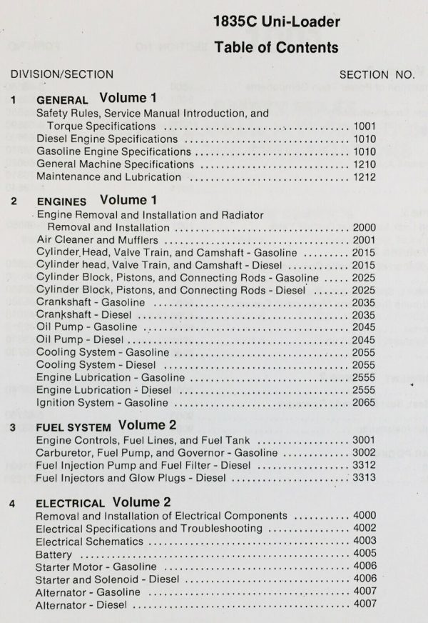 Case 1835C Uni-Loader Skid Steer Service Repair Manual Shop Book In Binder - Image 2