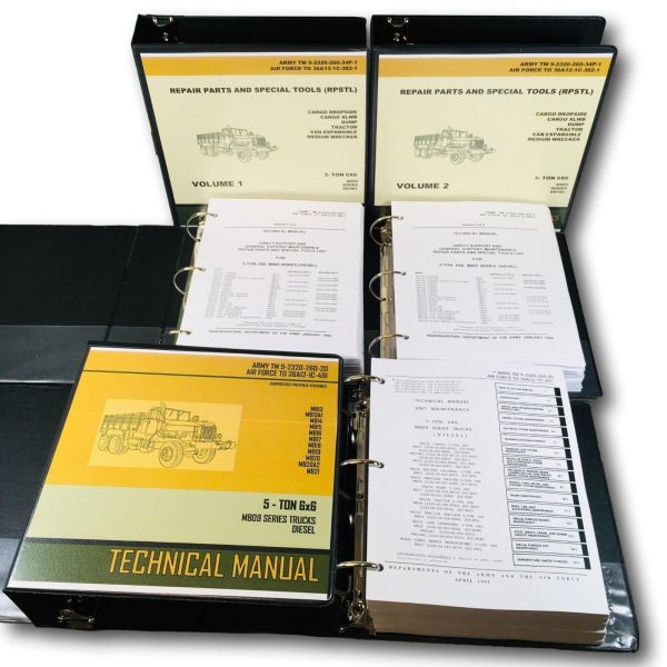 5 Ton 6x6 M819 M820 M820A2 M820A1 M821 Cargo Trucks Service Parts Manual Set