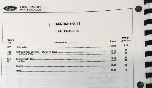 Ford 745 Loaders Parts Manual Catalog for 540 340A 540 540A 540B 445 Tractors - Image 3