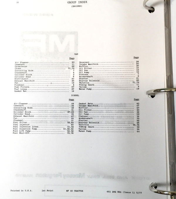 Massey Ferguson MF 40 Tractor Service Repair Manual Parts Catalog Workshop Shop - Image 3