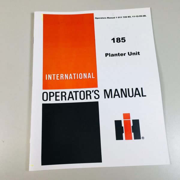 International Mccormick 185 Planter Owners Operators Manual Charts Plate Setting