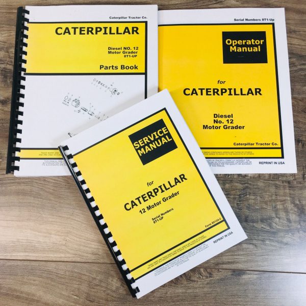 Caterpillar 12 Motor Grader Service Parts Operators Manual Set Repair S/N 8T1-Up