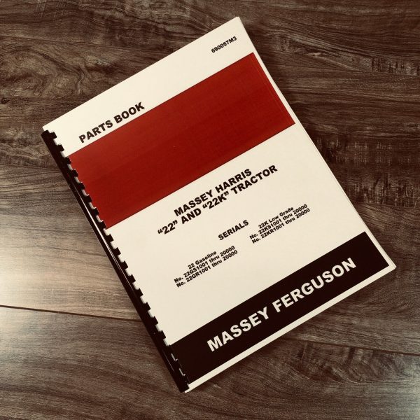 Massey Harris 22 22K Tractor Parts Manual Catalog Book Assembly Schematics