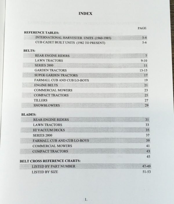 International Cub Cadet Belt and Blade Reference Guide Manual for Lawn Tractors - Image 2