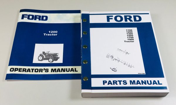 Ford 1200 Tractor Owners Operators Manual Parts Catalog Set