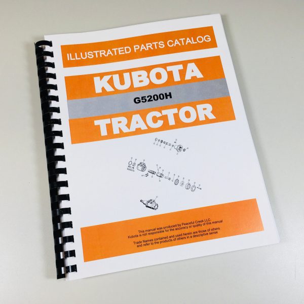 Kubota G5200H Tractor Parts Assembly Manual Catalog Exploded Views Numbers Book