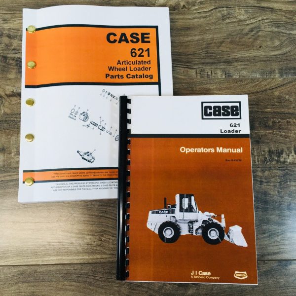 Case 621 Articulated Wheel Loader Parts Catalog Operators Manual Owners Set