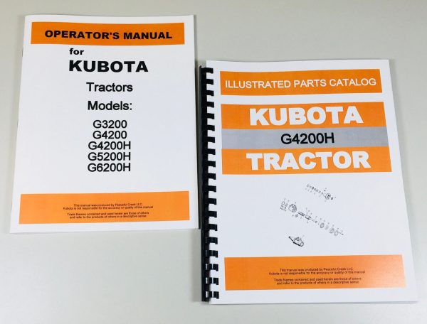 Kubota G4200H Tractor Operators Owners Manual Parts Catalog Set