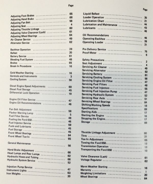 Ford 650 Tractor Loader Backhoe Operators Manual Owners Book Maintenance - Image 2