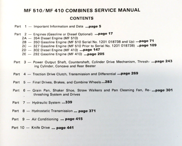 Massey Ferguson MF 410 510 Combine Service Manual Repair Shop Technical Workshop - Image 2