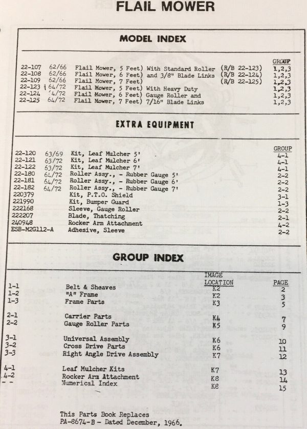 Ford 907 Series Flail Mowers Parts Manual Catalog Book Assembly Schematics - Image 2
