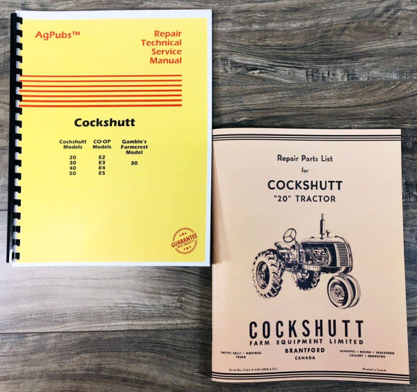 Cockshutt 20 Tractor Service Parts Manual Set Repair Workshop Shop Catalog