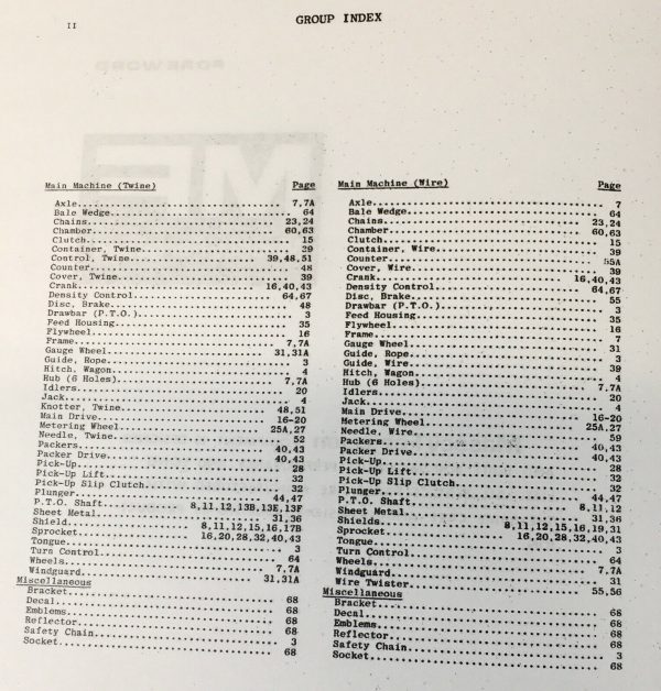 Massey Ferguson 120 124 128 Square Baler Twine Tie Parts Manual Catalog Book - Image 2