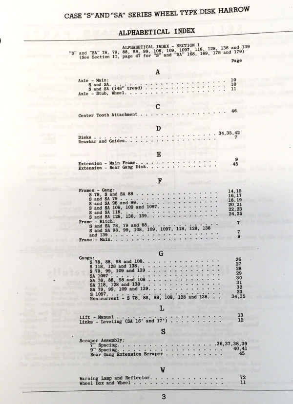 Case S138 SA138 S139 & SA139 Wheel Type Disk Harrow Parts Manual Catalog Book - Image 2