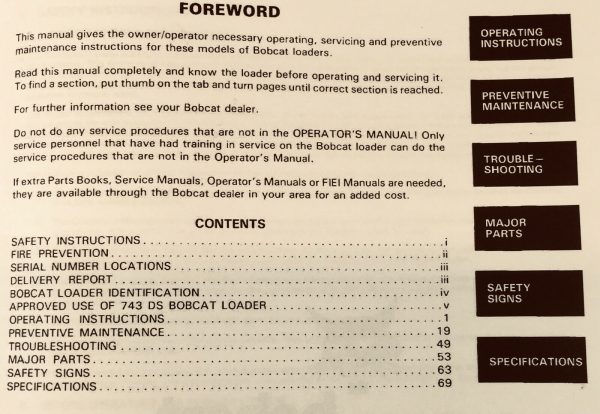 Bobcat 741 742 743 743Ds Skid Steer Loader Operators Manual Owners Book - Image 2