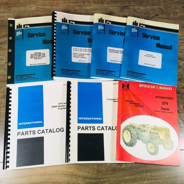 International 574 Diesel Tractor Service Parts Operators Manual Set 0-100000