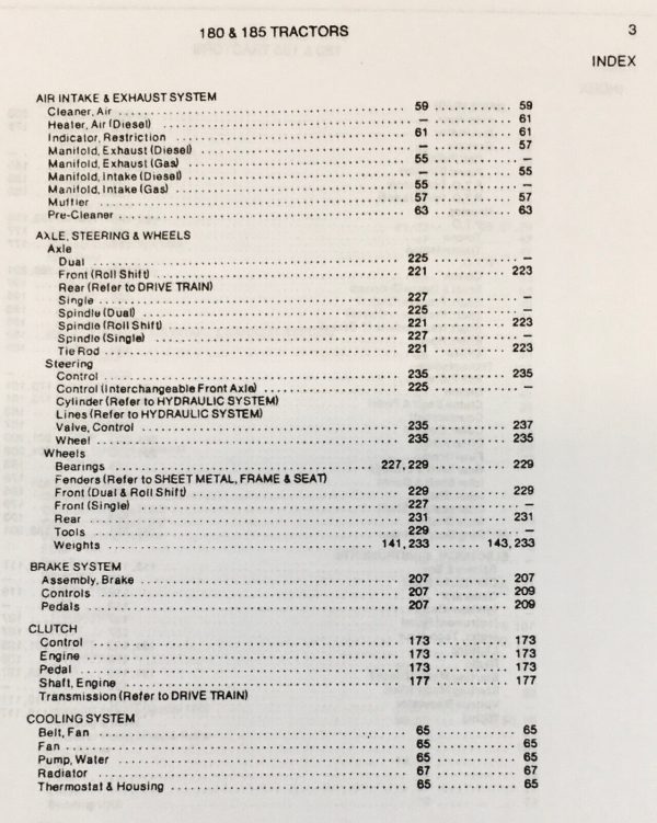 Allis Chalmers 180 Tractor Service Manual Parts Operators Owners S/N 0-8001 - Image 3