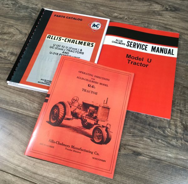 Allis Chalmers Uc Tractor Service Manual Parts Operators Owners Repair Shop Set