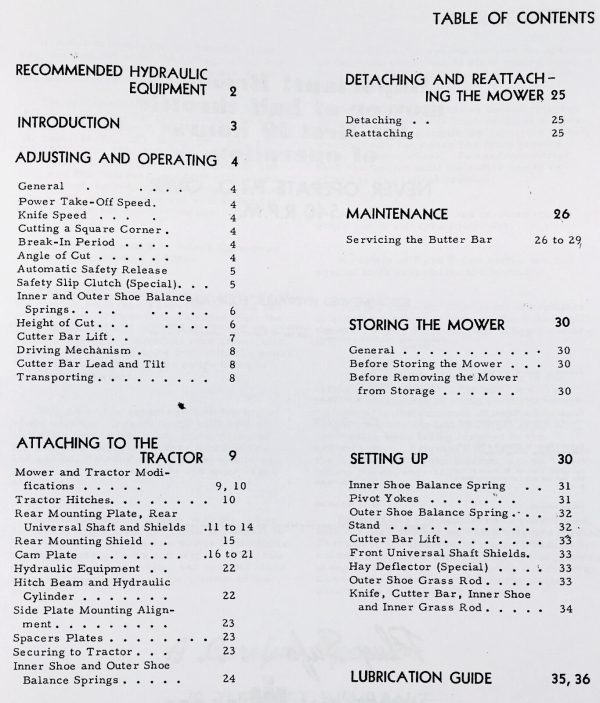 International Harvester 115 Balanced Mower Operators Owners Manual - Image 2
