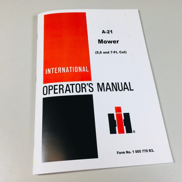 International Harvester A-21 Mower Operators Owners Manual Sickle Bar Hay Book