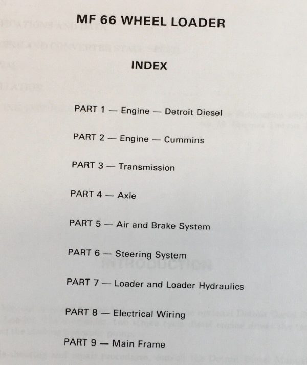 Massey Ferguson 66 Wheel Loader Service Manual Repair Shop Technical Workshop - Image 3