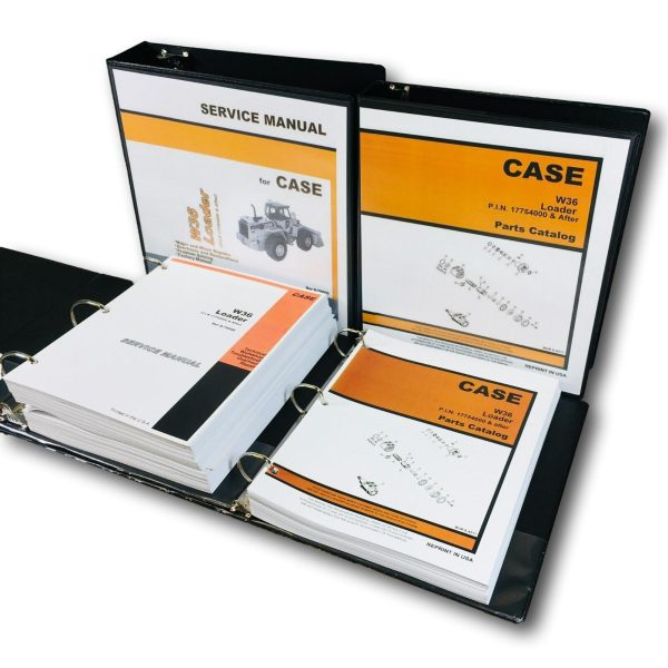 Case W36 Wheel Loader Service Manual Parts Catalog Set S/N 17754000-After