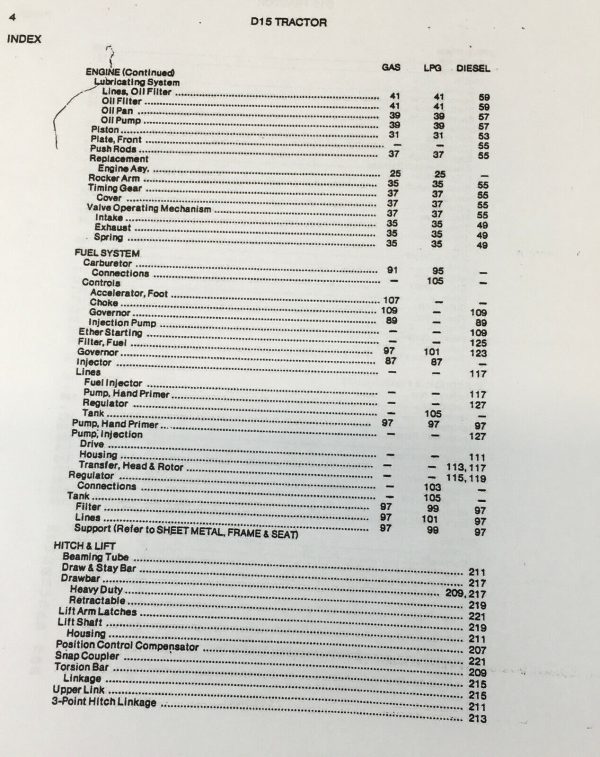 Allis Chalmers D15 Diesel Tractor Service Manual Parts Operators Owners Repair - Image 7