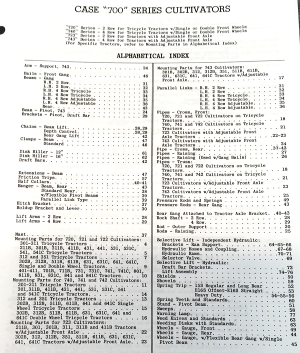 Case 700 Series 720 740 723 743 Two & Four Row Cultivators Parts Manual Catalog - Image 2