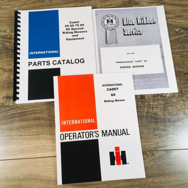 International Cadet 60 Riding Mower Service Parts Operators Manual Set Repair