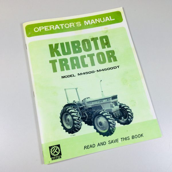 Kubota M4500 M4500Dt Tractor Operators Owners Manual Diesel 4Wd Maintenance Fuel