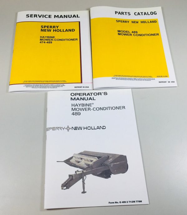 New Holland 489 Haybine Mower Conditioner Service Parts Operators Manual Set